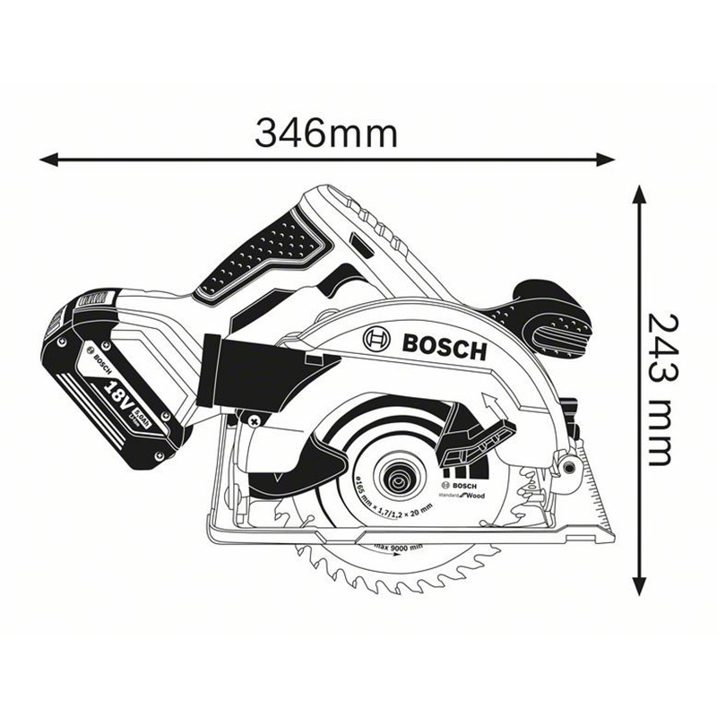 Sierra Circular Batería Bosch GKS 18V-57 18V SB - Imagen 2