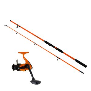 Caña de pesca 2 tramos acción media 2,4 m + reel U.6000
