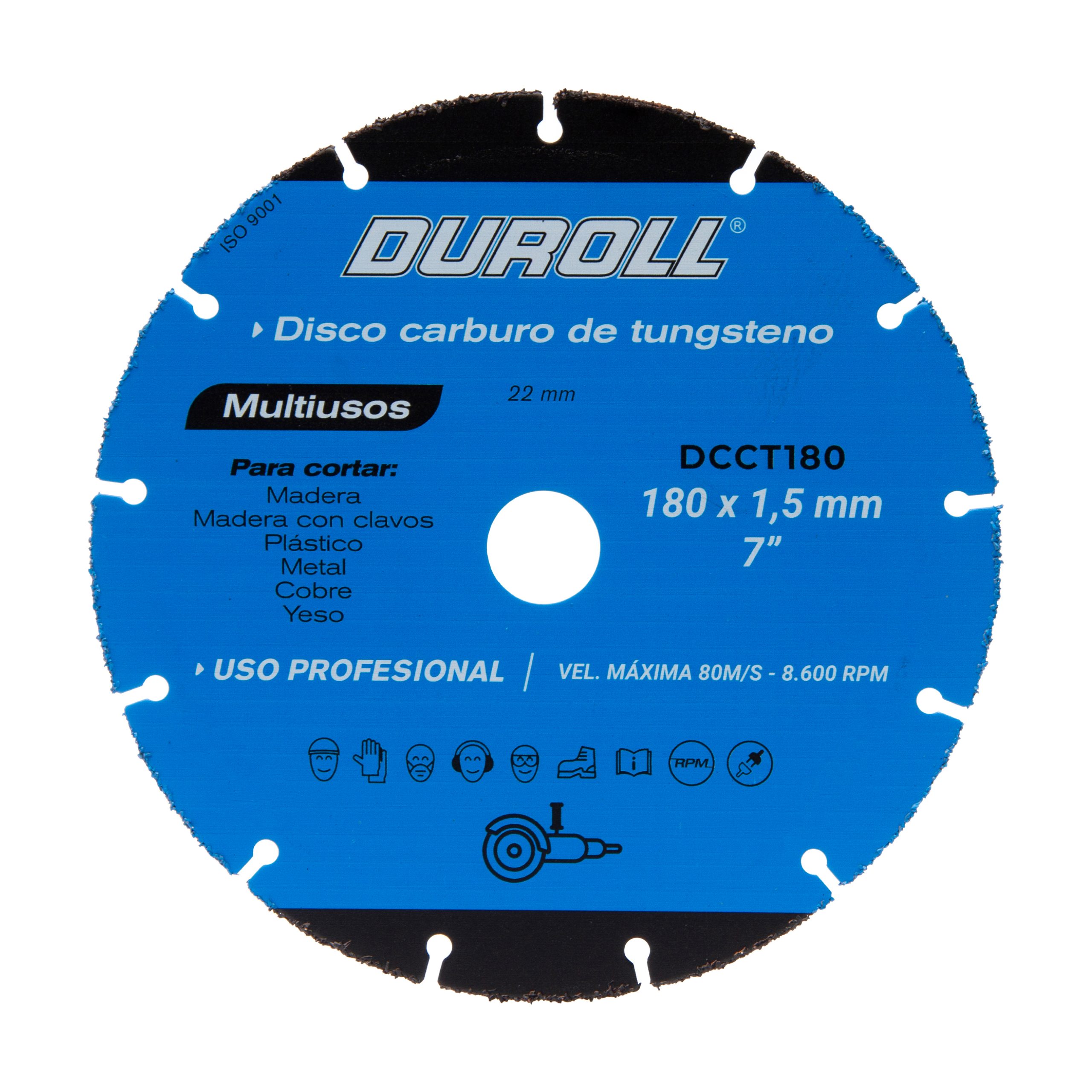 DISCO DE CORTE MULTIFUNCIONAL CARBURO DE TUNGSTENO 180mm - Imagen 2