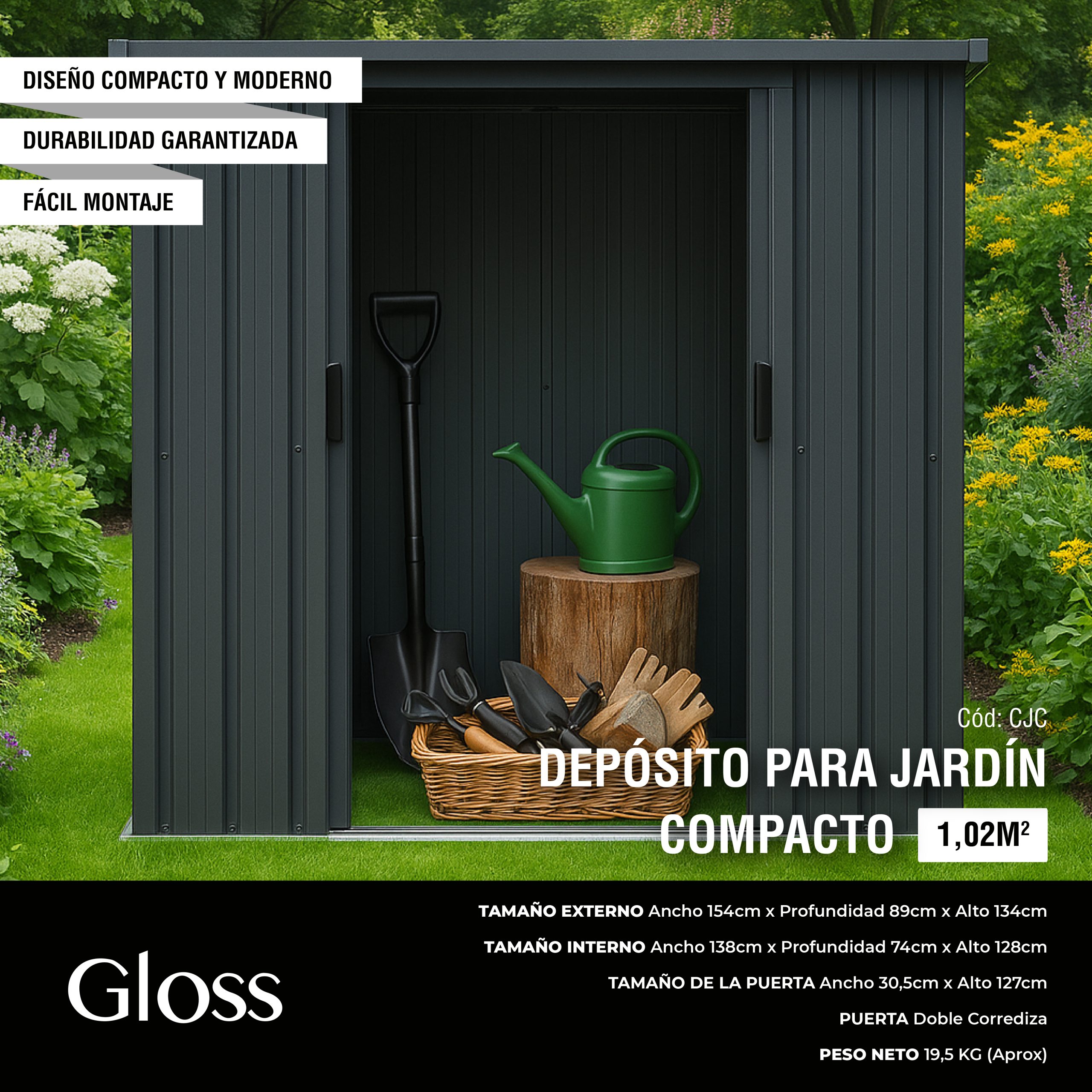 DEPÓSITO DE JARDÍN COMPACTO 1,02 M2 - Imagen 2