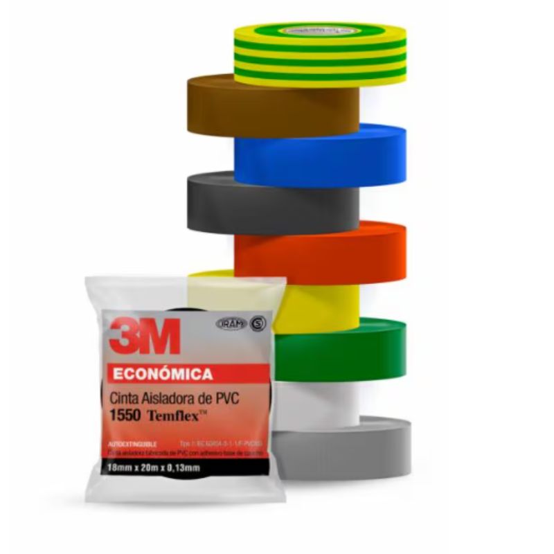 3M CINTA TEMFLEX 1550 18MMX20M VERDE AMARILLO