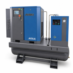 Alternative view of COMPRESOR A TORNILLO 5,5HP 220V – ALL IN ONE – INVERTER Velocidad Variable – Transmisión x correas